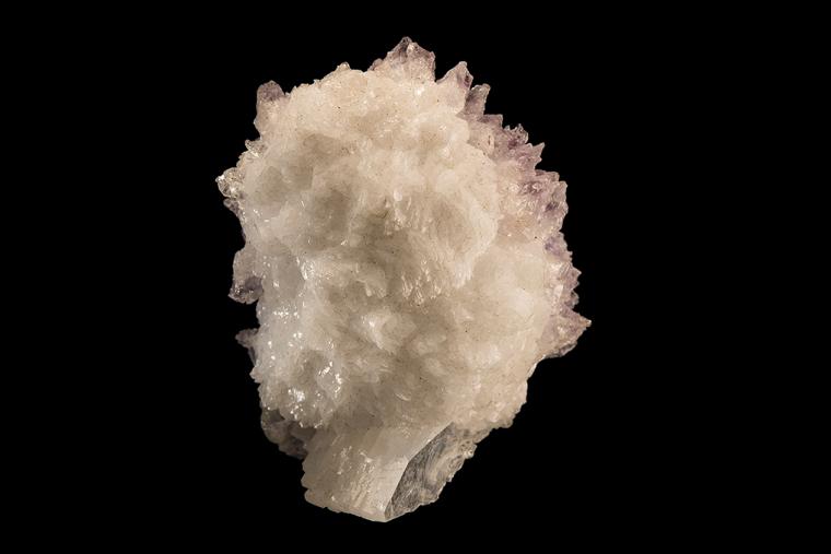 GOOSECREEKITE with HEULANDITE on QUARTZ var. Amethyst